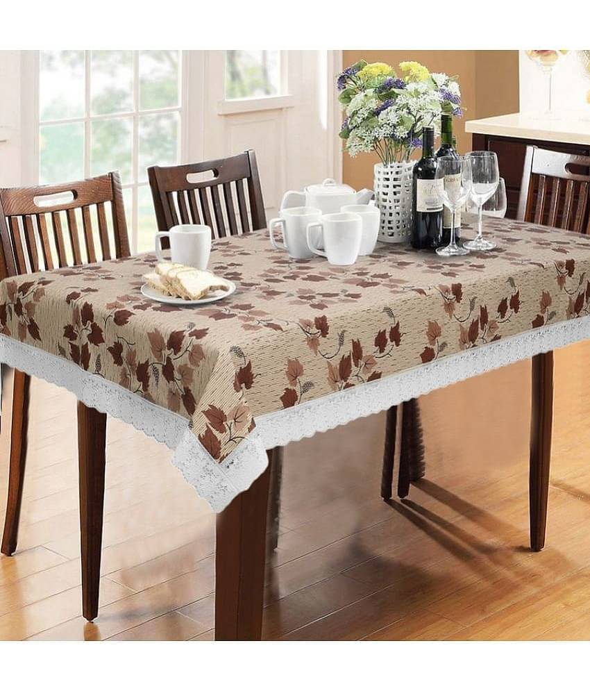 Printed PVC 6 Seater Rectangle Table Cover ( 228 x 152 ) cm Pack of 1 Brown