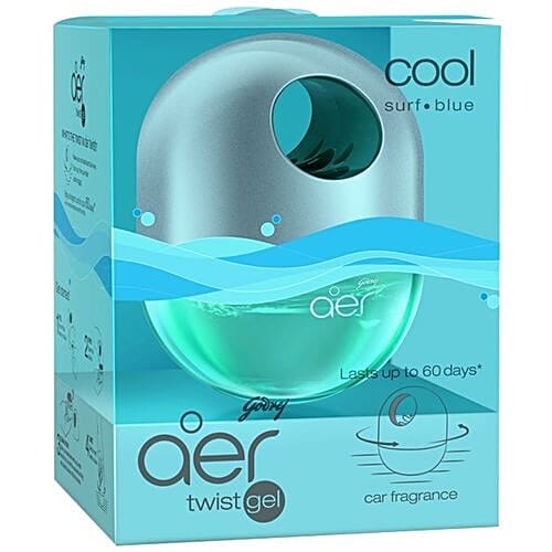 Godrej Aer Twist Gel - Car Air Freshener, Cool Surf Blue, 45 g