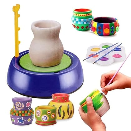 Braintastic Kids Pottery Wheel Kit - Battery Operated Pottery Wheel & Painting Kit Playset for Beginners with Modeling Clay, Sculpting Clay & Tools, Arts & Crafts Kids Age 8-12, 9yrs+