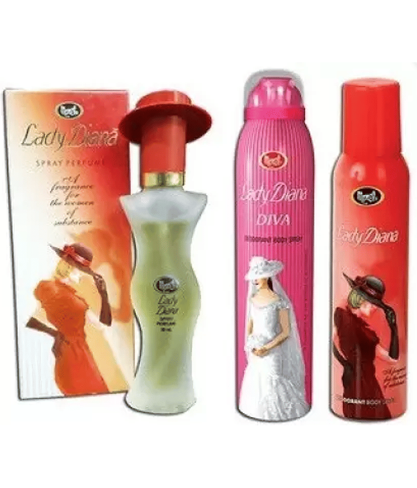 monet lady diana 30 ml perfume ,lady diana 150 ml deo and lady diva deo 150 ml.