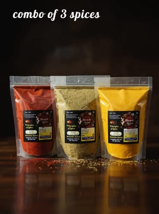 3-Spice Combo Coriander Powder, Turmeric Powder, and Red Chili Powder 750 G