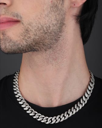 Freezy Iced Out Cuban Chain 12mm-18 Inches / Silver