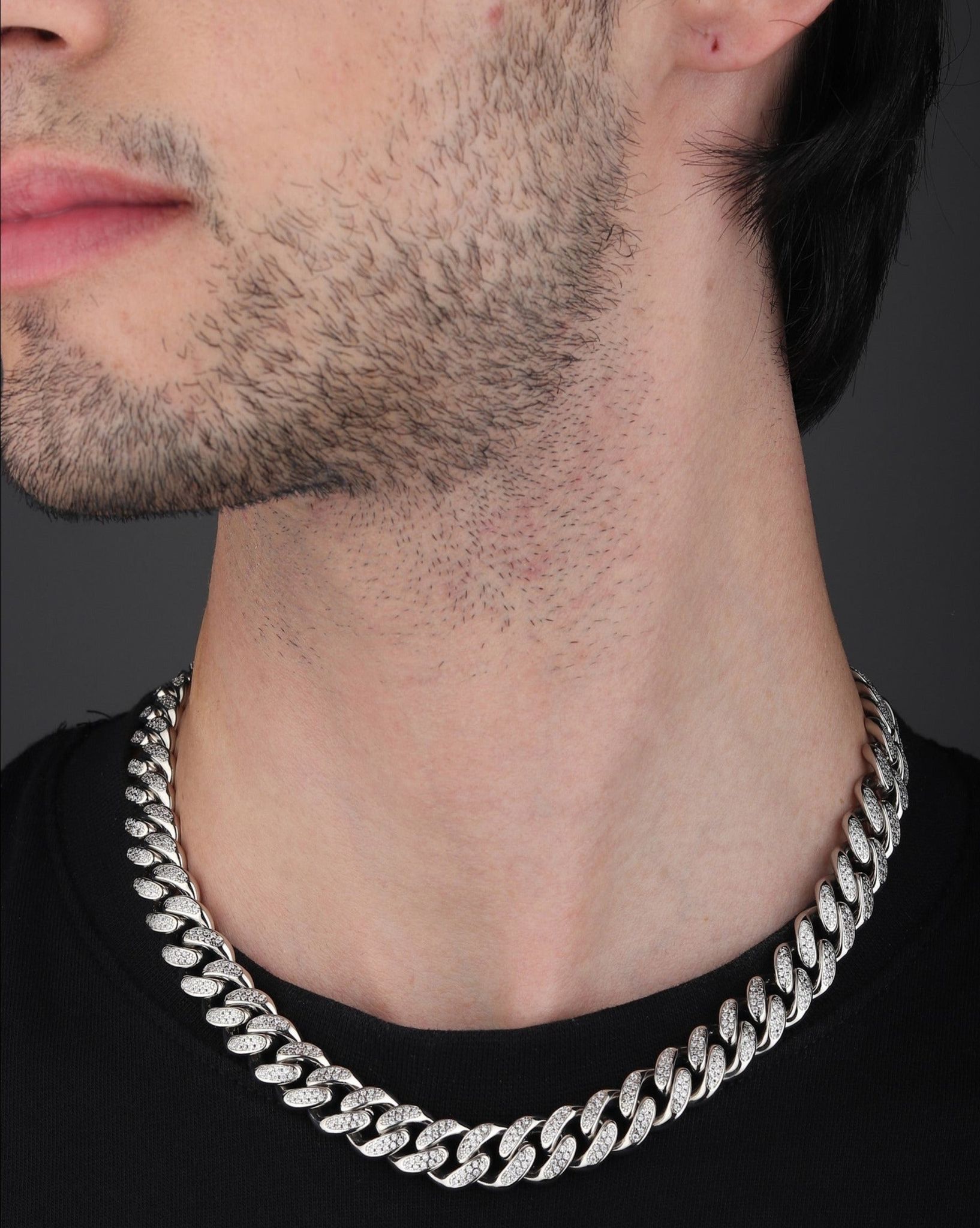 Freezy Iced Out Cuban Chain 12mm-18 Inches / Silver