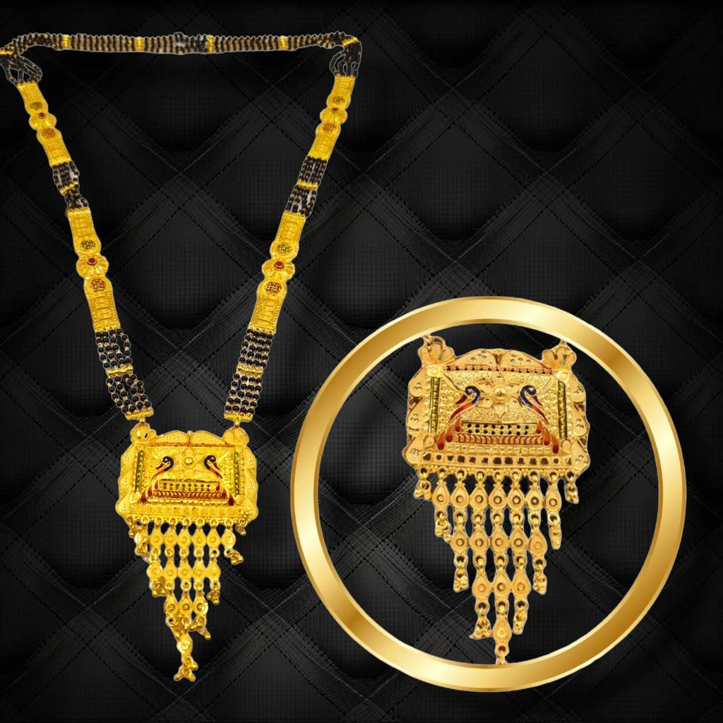 Gold-Plated Mangalsutra with Black Beads for Women