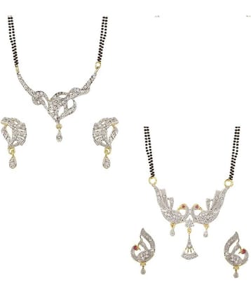 YouBella American Diamond Mangalsutra & Earrings - Set of 2