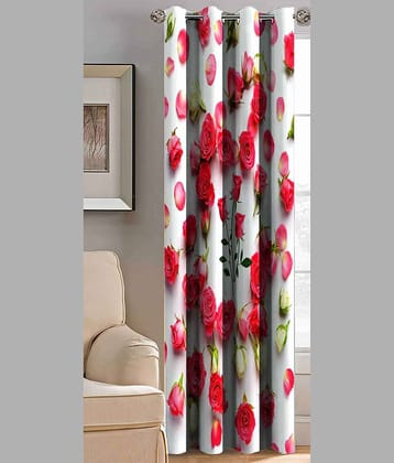 BELLA TRUE Floral Semi-Transparent Curtain 7 ft Pack of 1 Red