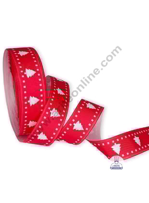 CAKE DECOR™ 1 Roll Christmas Theme Ribbons | Gift Wrapping | Festive Decoration - Theme 07 Red