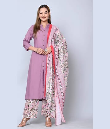 MAUKA - Purple Front Slit Rayon Women's Stitched Salwar Suit ( Pack of 1 )