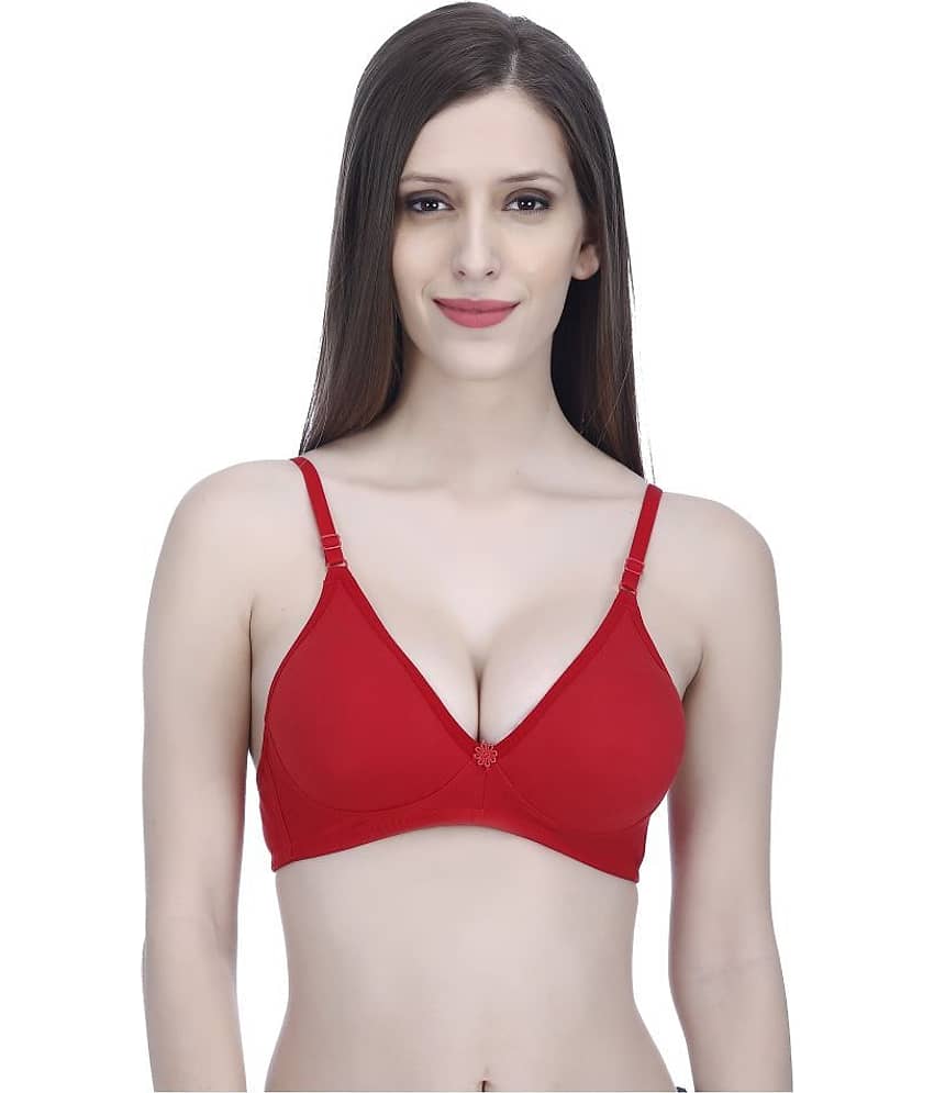 Elina Cotton T-Shirt Bra - Red
