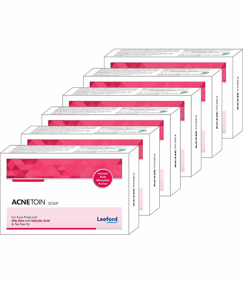 Leeford Acnetoin Bathing Soap - Enriched with Tea Tree Oil & Vitamin E, 75g Each (Pack of 6)