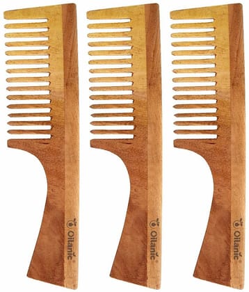 Oilanic Neem Wooden Comb(7.5 inches) Hair Brush Pack of 3