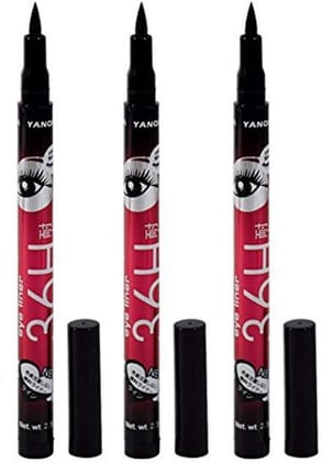Yanqina Precision Liquid Waterproof Lash Eyeliner Pencil (Colour: Black) (Pack Of 3)
