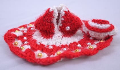 Red White Woolen Laddu Gopal Dress Set
