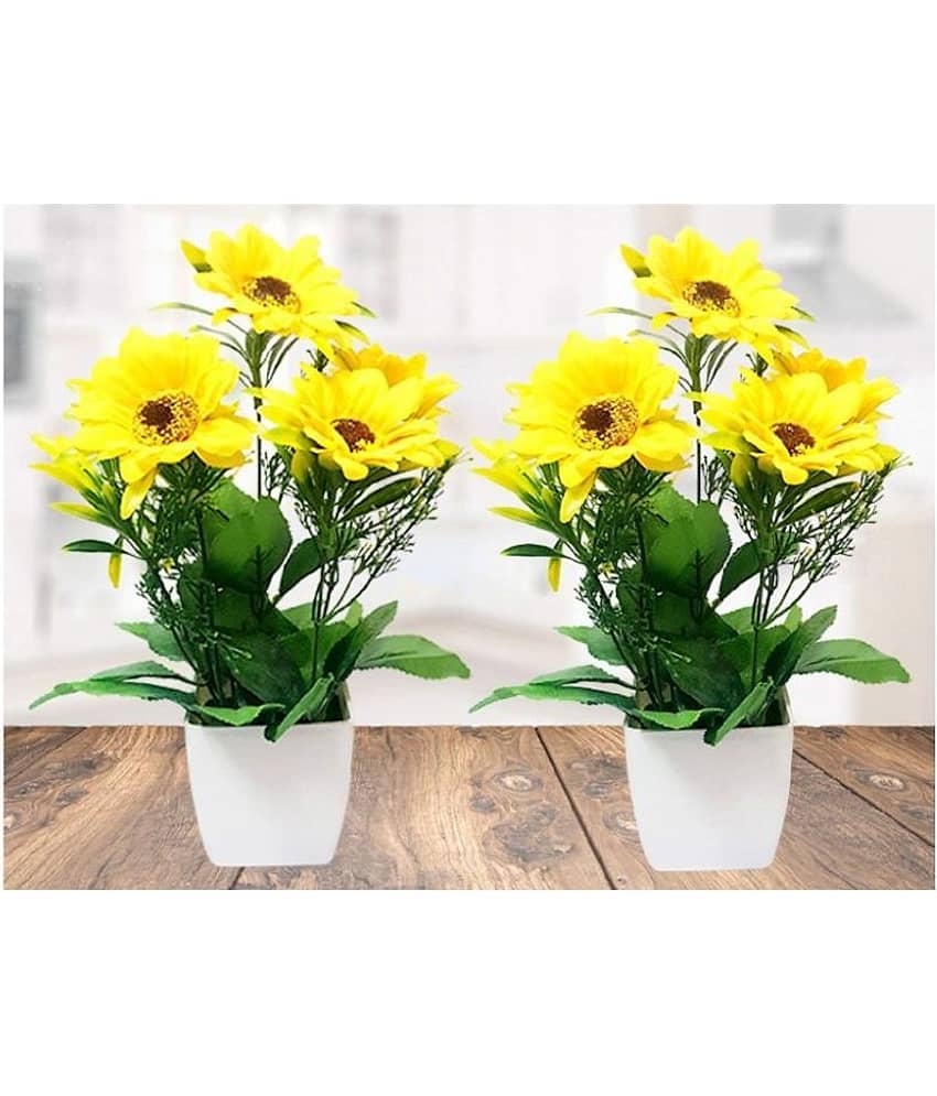 Green plant indoor Sunflower Yellow Flowers With Pot - Pack of 2