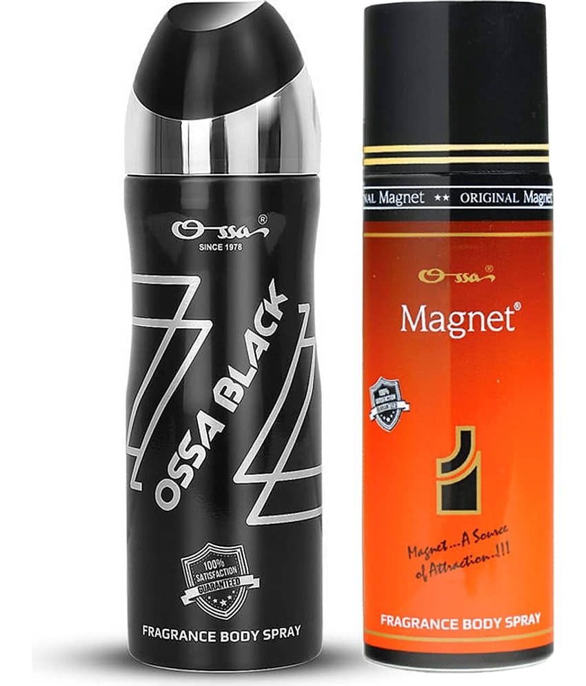 Ossa Ossa Black & Magnet Body Spray Deodorant Spray for Men,Unisex 370 ml ( Pack of 2 )