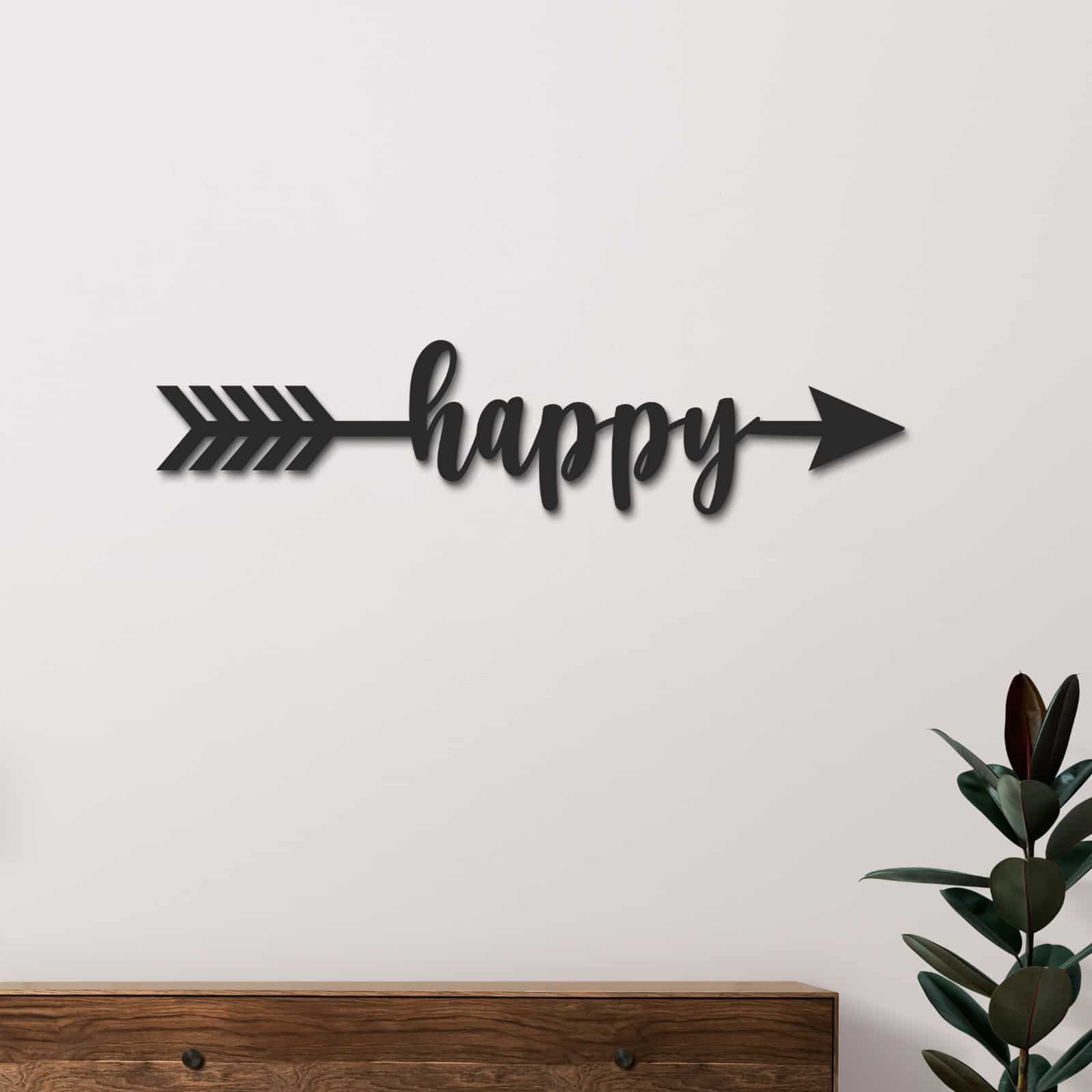 Wooden Arrow Sign | Happy