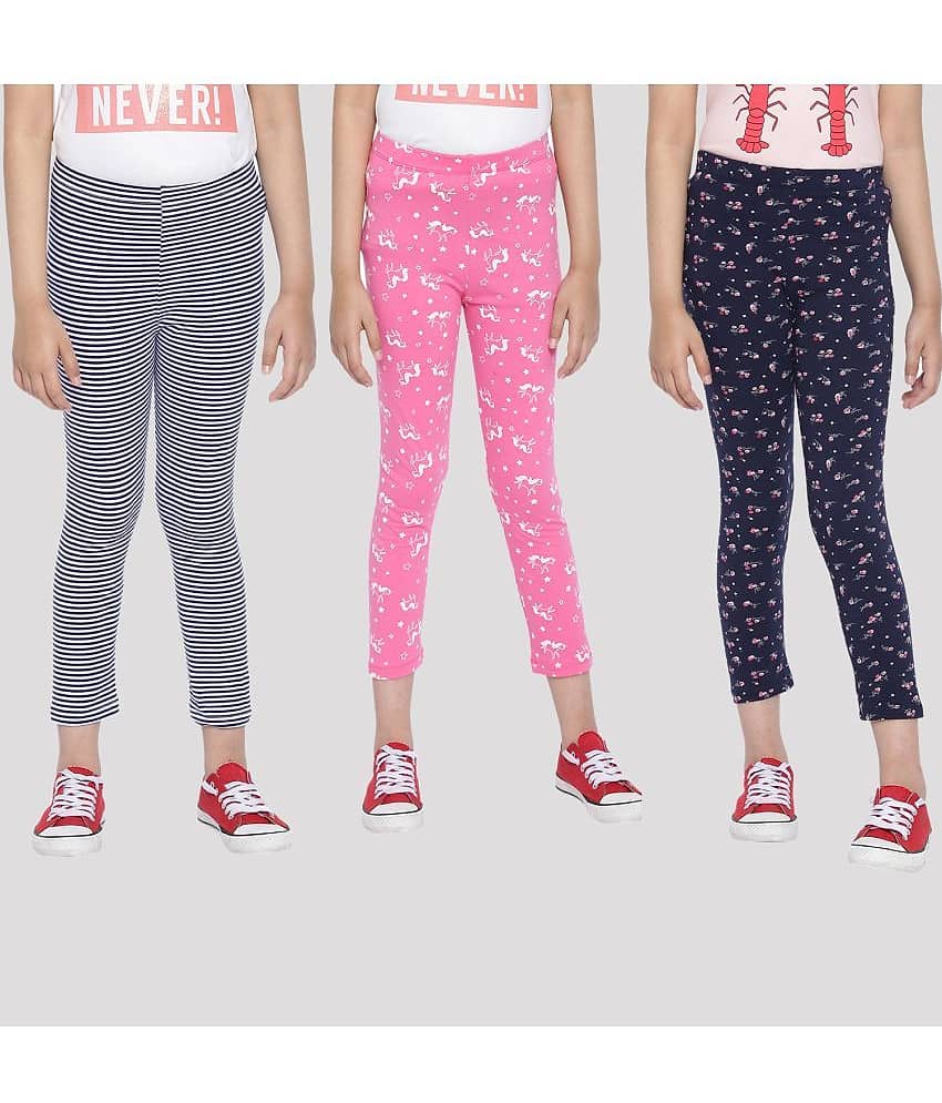 Ariel Pack of 3 Girls Cotton Leggings ( Pink )