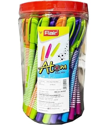 Flair Atom Ball Pen Jar Pack Blue Ink, Set Of 50 Ball Pens