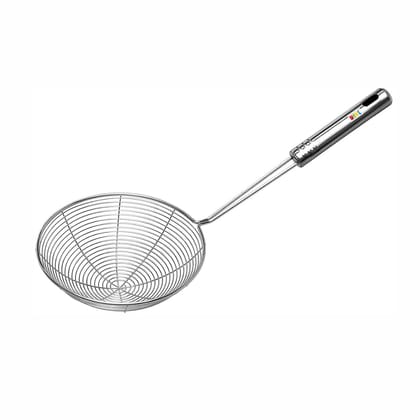 Nsvl ZS Pipe Handle Jhara, Stainless Steel Deep Fry Strainer Puri Jhara Skimmer Strainer