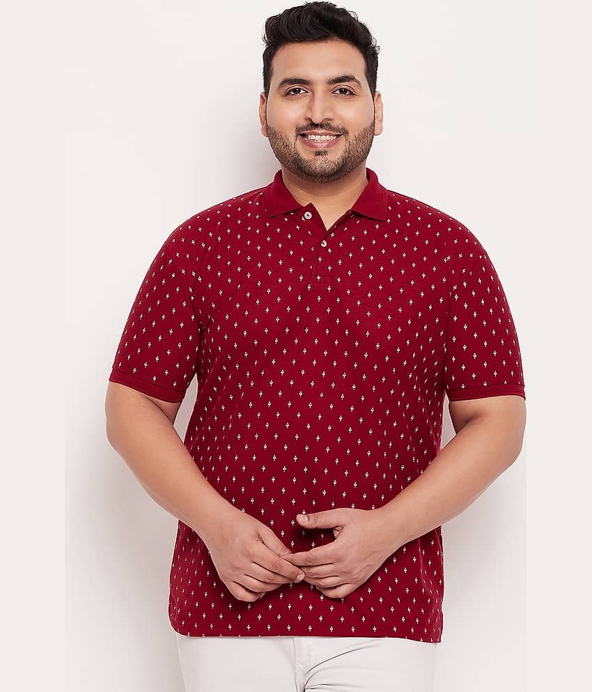 GET GOLF Pack of 1 Cotton Blend Regular Fit Printed Half Sleeves Men's Polo T Shirt ( Maroon )