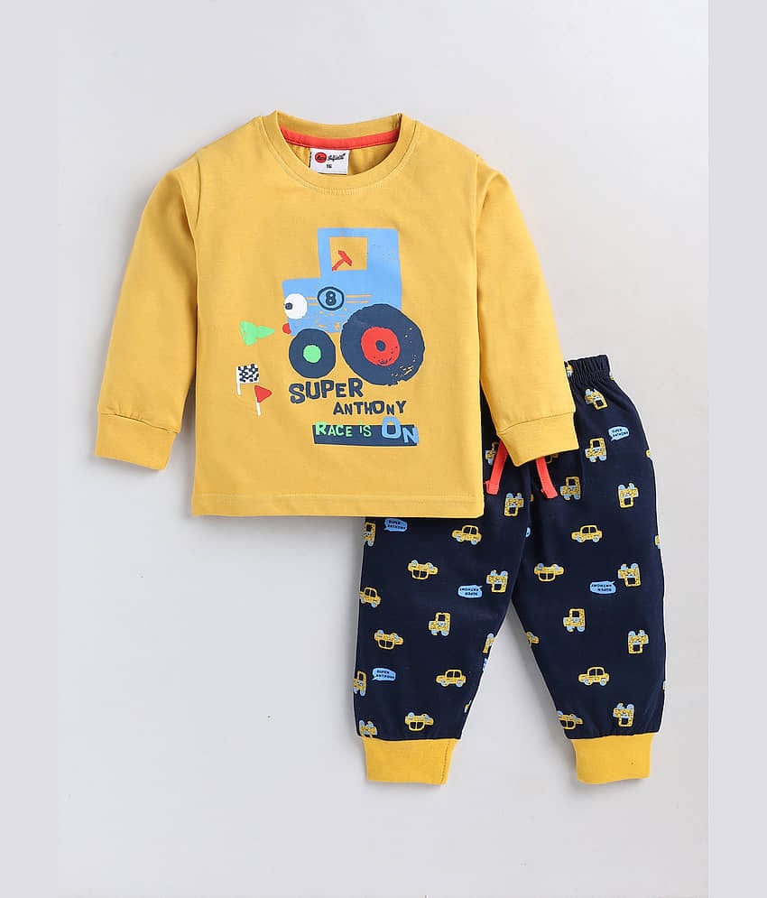 Mars Infiniti Pack of 1 Boys Cotton Blend T-Shirt & Trackpants Set ( Mustard )