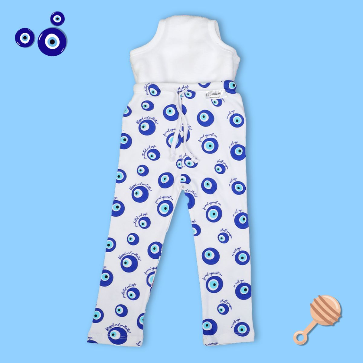 Snugkins Diaper Pant Potty Training Pajamas for Boys & Girls  100% Cotton - Pack of  1 - Evil Eye-Size 1 (1-2 years) / 1