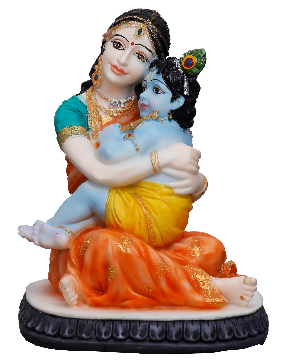 Sri Krishna Culture Polyresin and Marble Yashoda and Krishna Idol Five Point Five Inches Multicolour Showpiece for Home