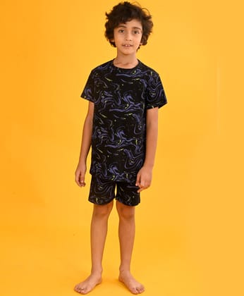 MARBLING BLACK SLEEPWEAR SHORTS SET - BLACK-1-2 YEARS / 2N / BLACK
