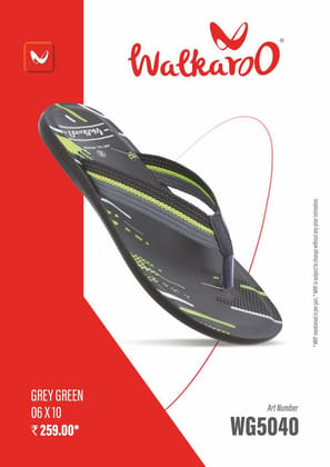 Walkaroo WG5040 Grey Green G No 7 Mens Slipper