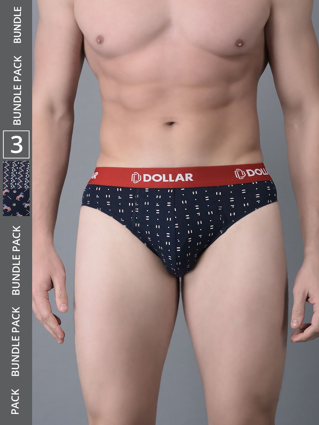 Men's Assorted Pack of 3 Combed Cotton Printed Brief