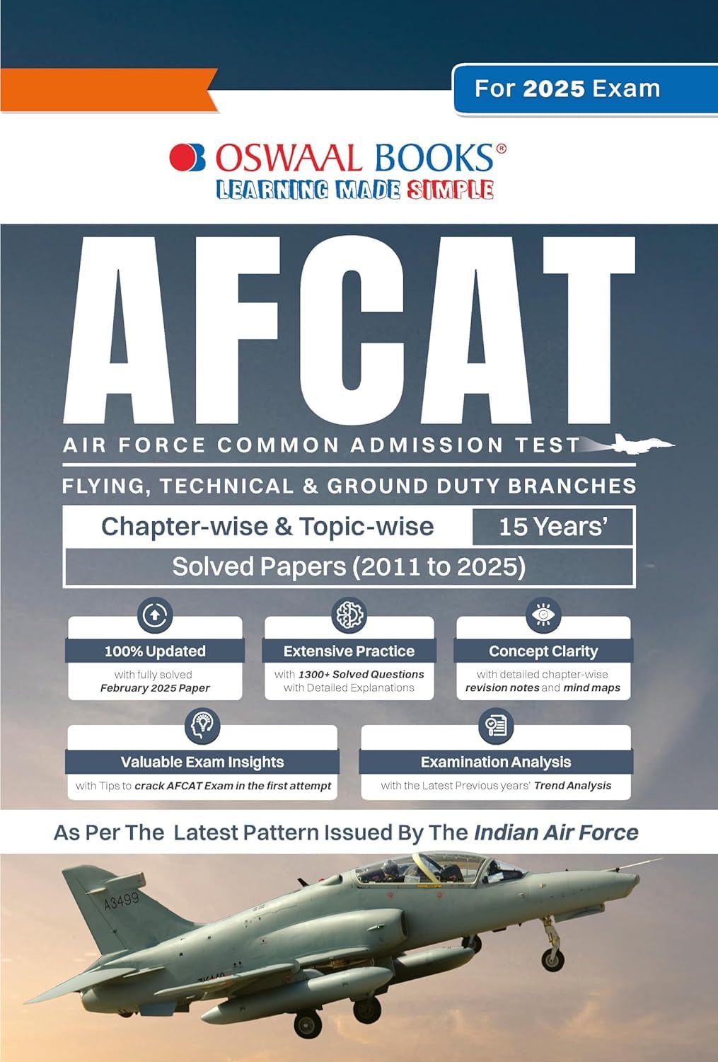 Oswaal AFCAT 15 Years Chapter-wise & Topic-wise Solved Papers 2011 to 2025 (I) for 2025 Exam