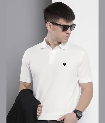 Merriment Pack of 1 Cotton Blend Regular Fit Solid Half Sleeves Men's Polo T Shirt ( White )