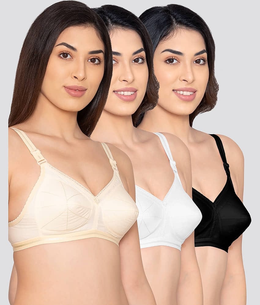 Kalyani Pack of 3 Cotton Blend Non Padded Women's Minimizer Bra ( Multicolor ) DAMINI