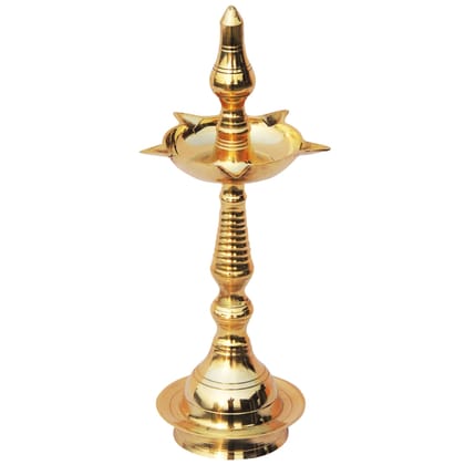 Brass Kerala Fancy Deepak, Oil Lamp No. 8  - Traditional Oil Lamp for Temple Use, Height : 10.2 Inch (FMAS642 B)