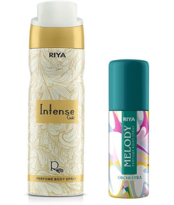 Riya Intense Gold & Melody Perfume Body Spray for Unisex 240 ml ( Pack of 2 )
