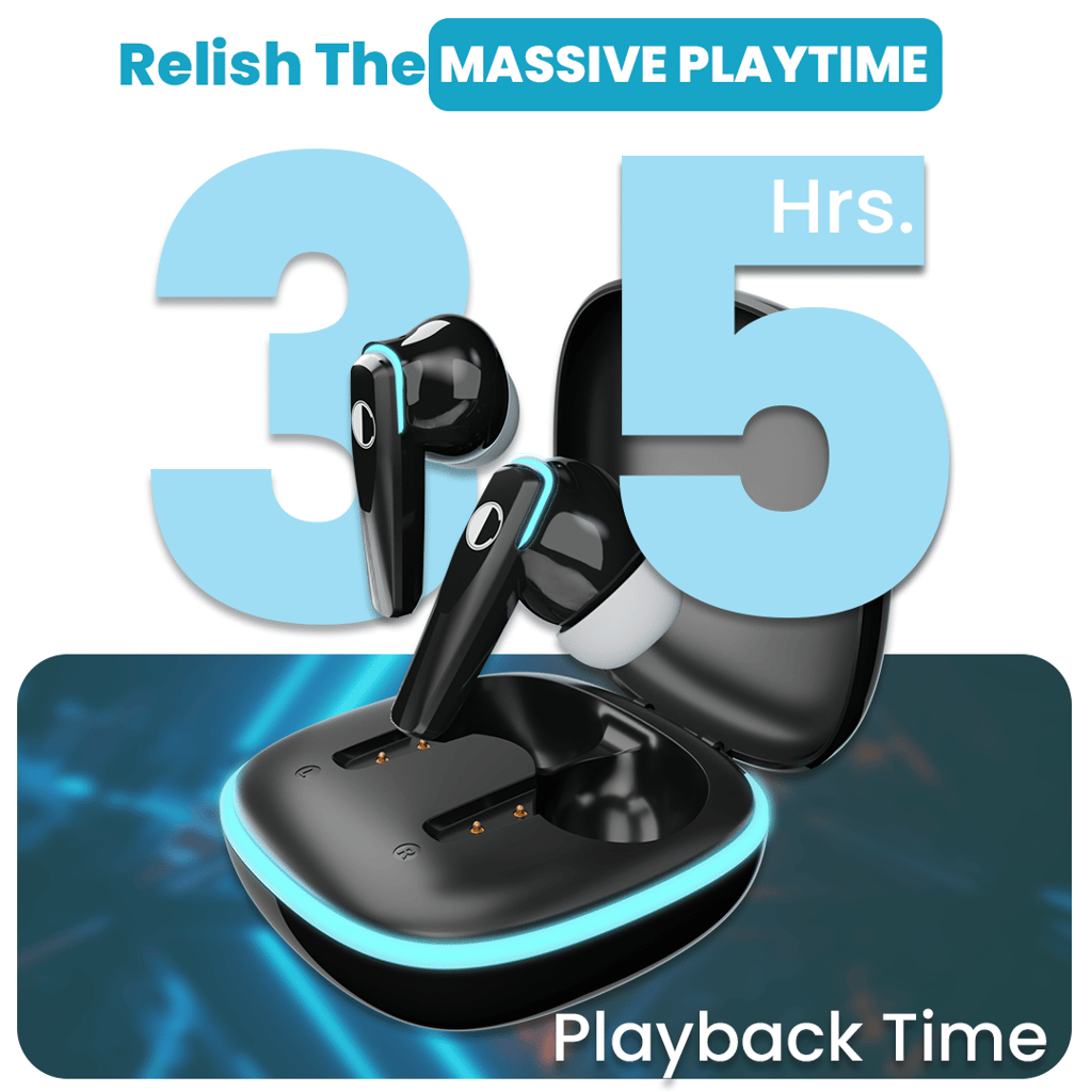 Cellecor BroPods C103 PLAY Quad Mic TWS |35H Playtime, ENC, 5.3v, 50ms Low Latency Gaming Bluetooth-black