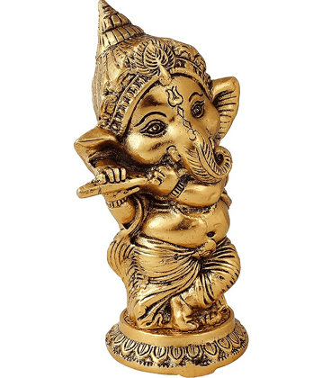 VARKAUS Brass Lord Ganesha Idol ( 15 cm )