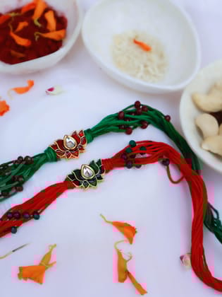 Ahilan Lotus Rakhi Set-Red