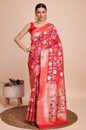 Red Paithani Silk Saree