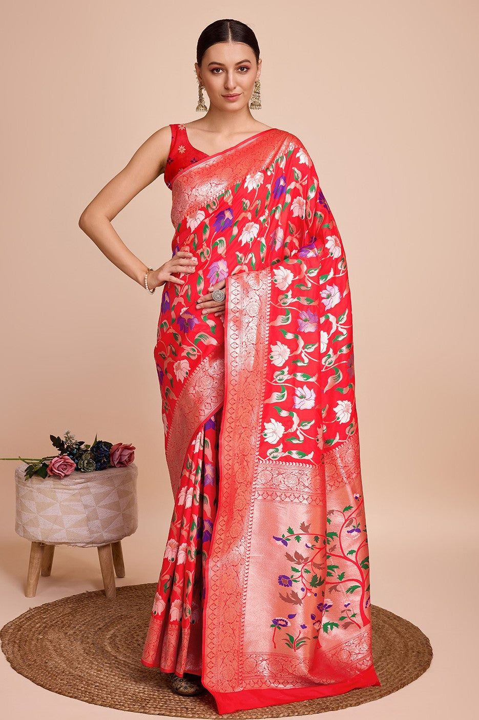 Red Paithani Silk Saree