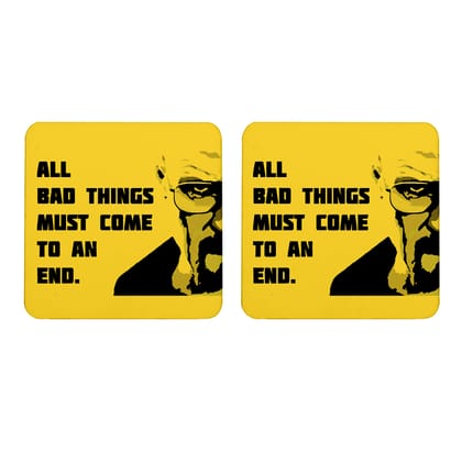Multicolor Breaking Bad All Bad Things Must Come To An End Set Of 2 Square Wooden Coaster