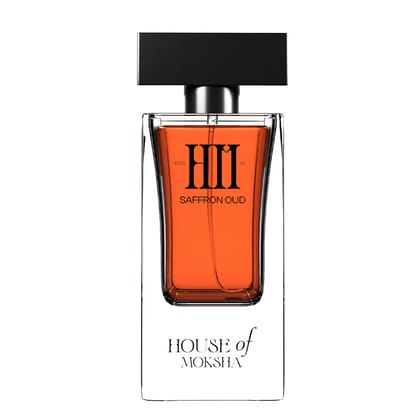 House of Moksha Saffron Oud Eau De Parfum for Men & Women - 70ml | Long-Lasting Spicy Woody Fragrance with Notes of Saffron, Clove, Amber, Vanilla & Oud