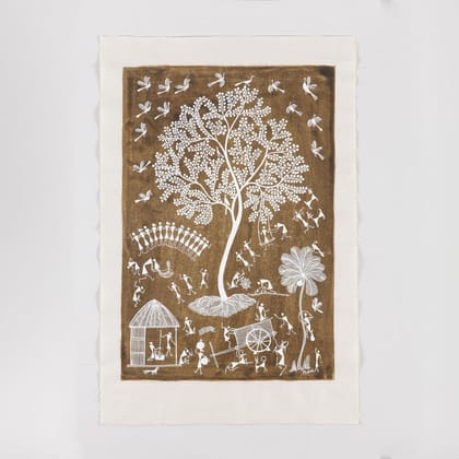 Eyaas Warli Painting of Tree of Life in Traditional Tribal Style