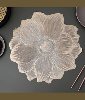 Dakshya Industries PVC Floral Round Table Mats ( 38 cm x 38 cm ) Pack of 2 - Gold