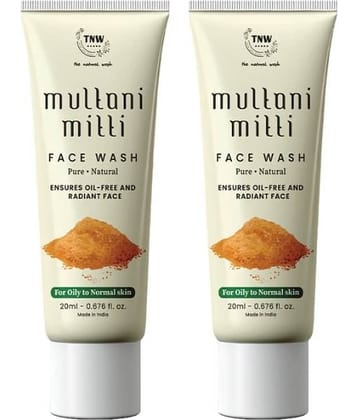 TNW - The Natural Wash multani Mitti Face Wash For Oil Free And Radiant Face 20ml Each (Pack of 2)
