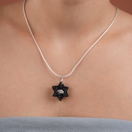 Evil Eye Black Onyx Star Pendant