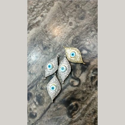 Evil Eye Leaf Gold American Diamond Crystal Centre Pcs For Women-SILVER