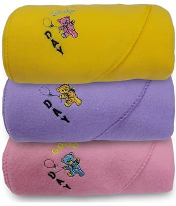 BELLO TOKO - Multi-Colour Cotton Blend Baby Crib Blanket ( Pack of 3 )