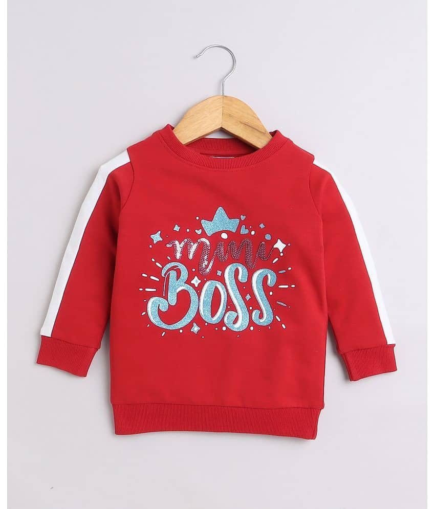 BUMZEE Red Girls Full Sleeves Cotton Sweatshirt Age - 18-24 Months
