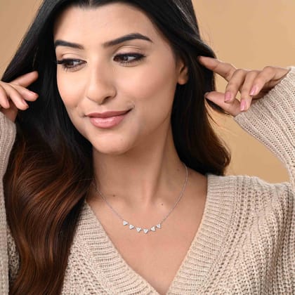Diamond Traingle Necklace & Queen of Black Diamond Necklace Set ROSE GOLD